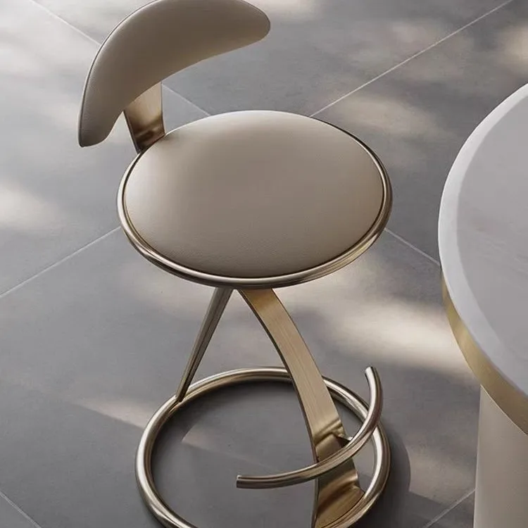 Simple light luxury modern carbon steel bar chair villa head bar chair Italian household high stool