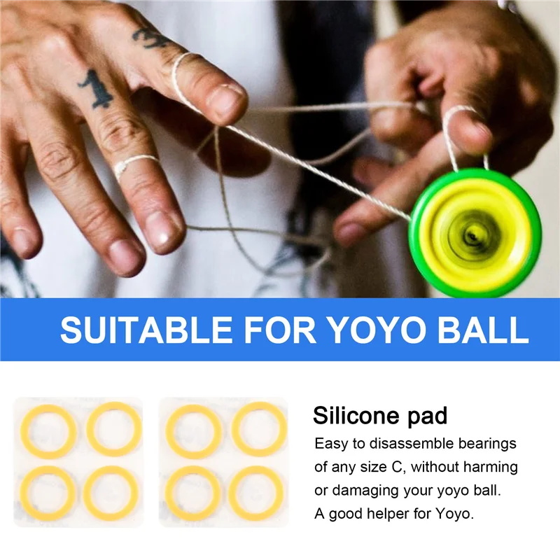 FBIL-Yoyo lagerset, 12 Yoyo-snaren, 8 siliconen pads, 2 10 kogels niet-reagerend lager, 2 smalle C responsieve lagers, 4Yoyo-as