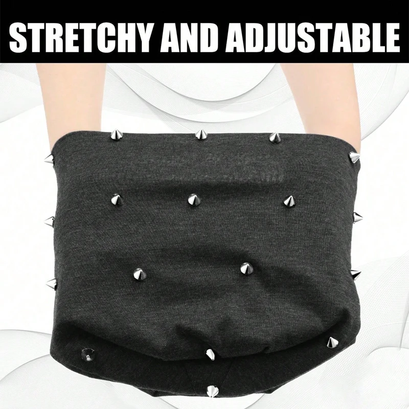 1 Stück Gothic-Mütze Unisex Goth Beanie mit Nieten Rock Punk Hut mit Spikes für Männer und Frauen, Schwarz Grau, Y2K-Stil Leicht und Bequem – Detail 8