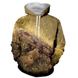 Camouflage Hunting Quail 3D Print Hoodie Men Women Hoodies Streetwear Oversized Pullovers Hooded Sweatshirts Kids Tops Clothing