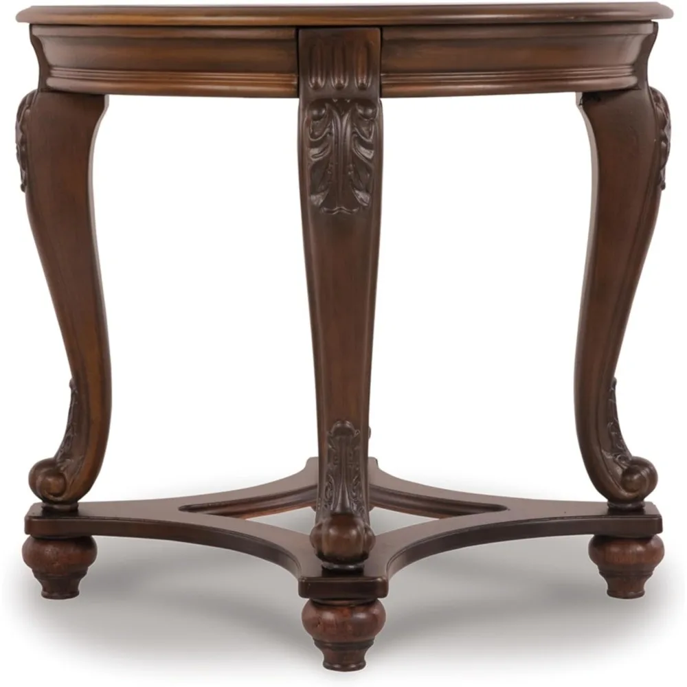 Norcastle Traditional Round End Table, Dark Brown