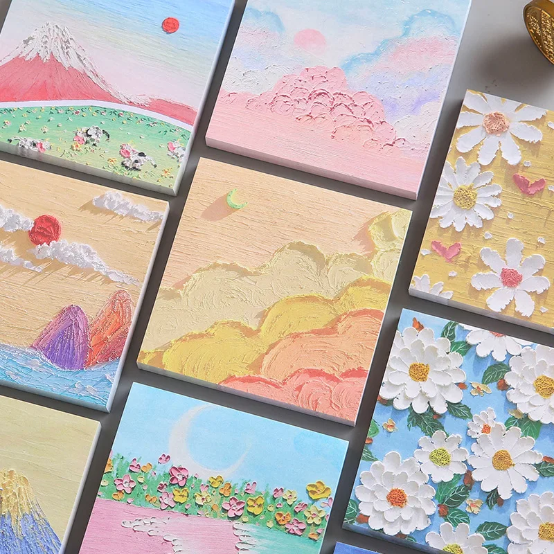 Aesthetic Ins Oil Painting Sticky Notes Wholesale Cheap Cute Memo Pads sticky notes kawaii stationery