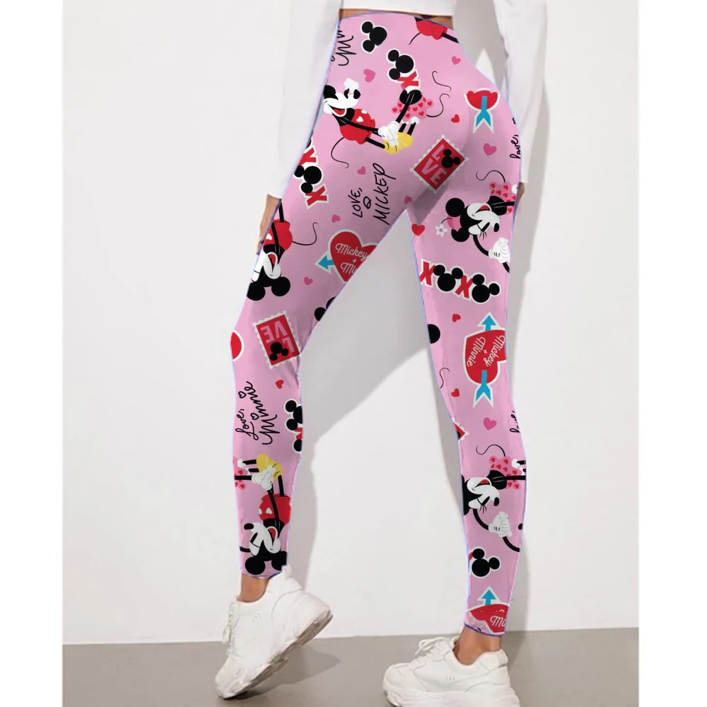 Disney Minnie und Mickey Mouse Print Leggings für Damen Leggings Tarnung Fitnesshose Weiche dehnbare Strumpfhosen Leggings Physisch