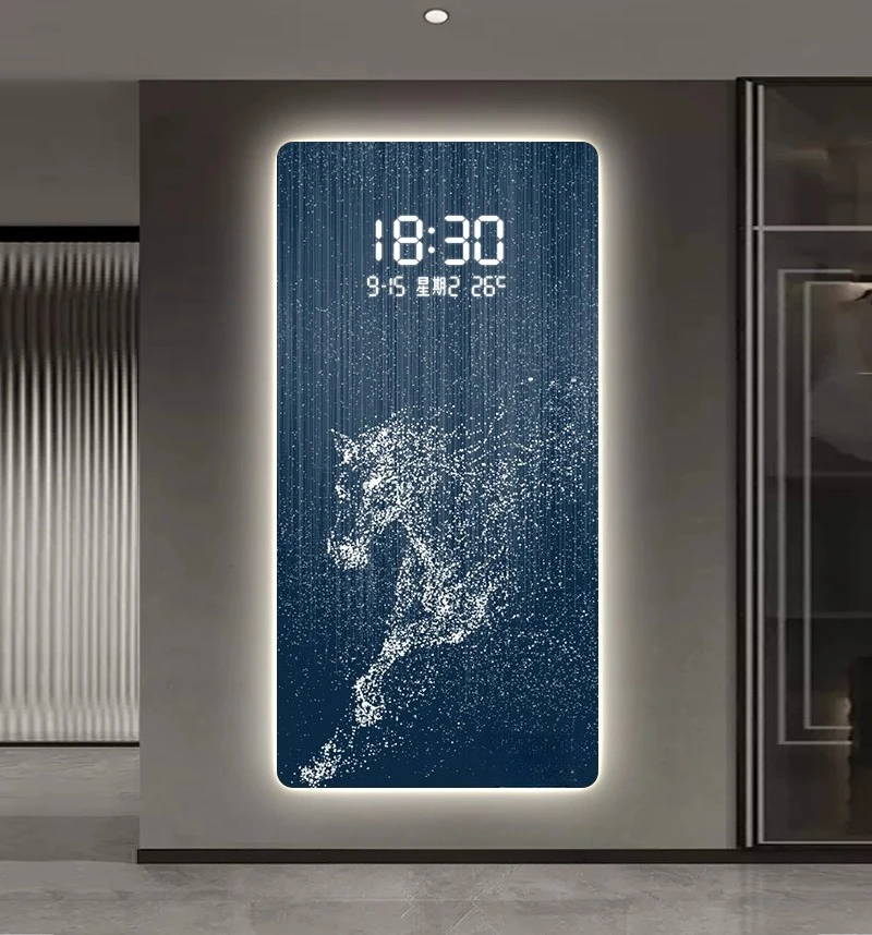 

European Style Entrance Decoration Painting Wall Clock Creative Living Room Clock Mural Luxury Corridor Digital Hanging Painting