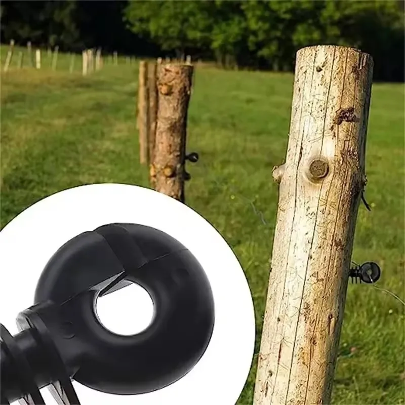 

10PCS Electric Fence Ring Insulator For Horse Husbandry Plastic Ring Insulators Long Distance Screw in Insulator for Wooden Post