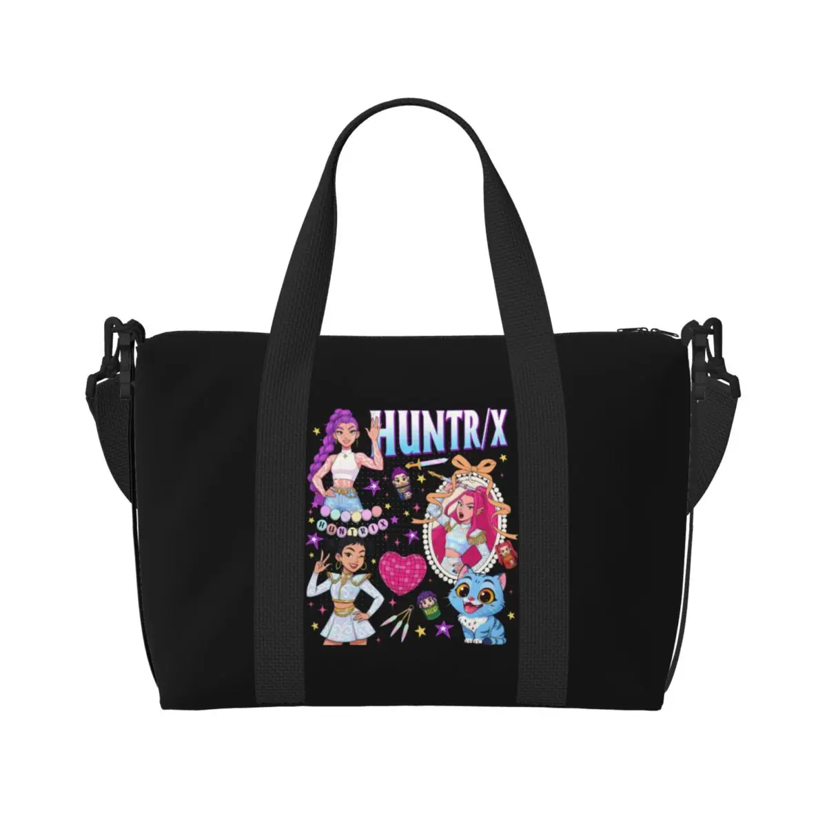 

Custom Kpop Hunter Demons Tote Bag Women Large Capacity Huntrix Gym Beach Shoulder Travel Bag