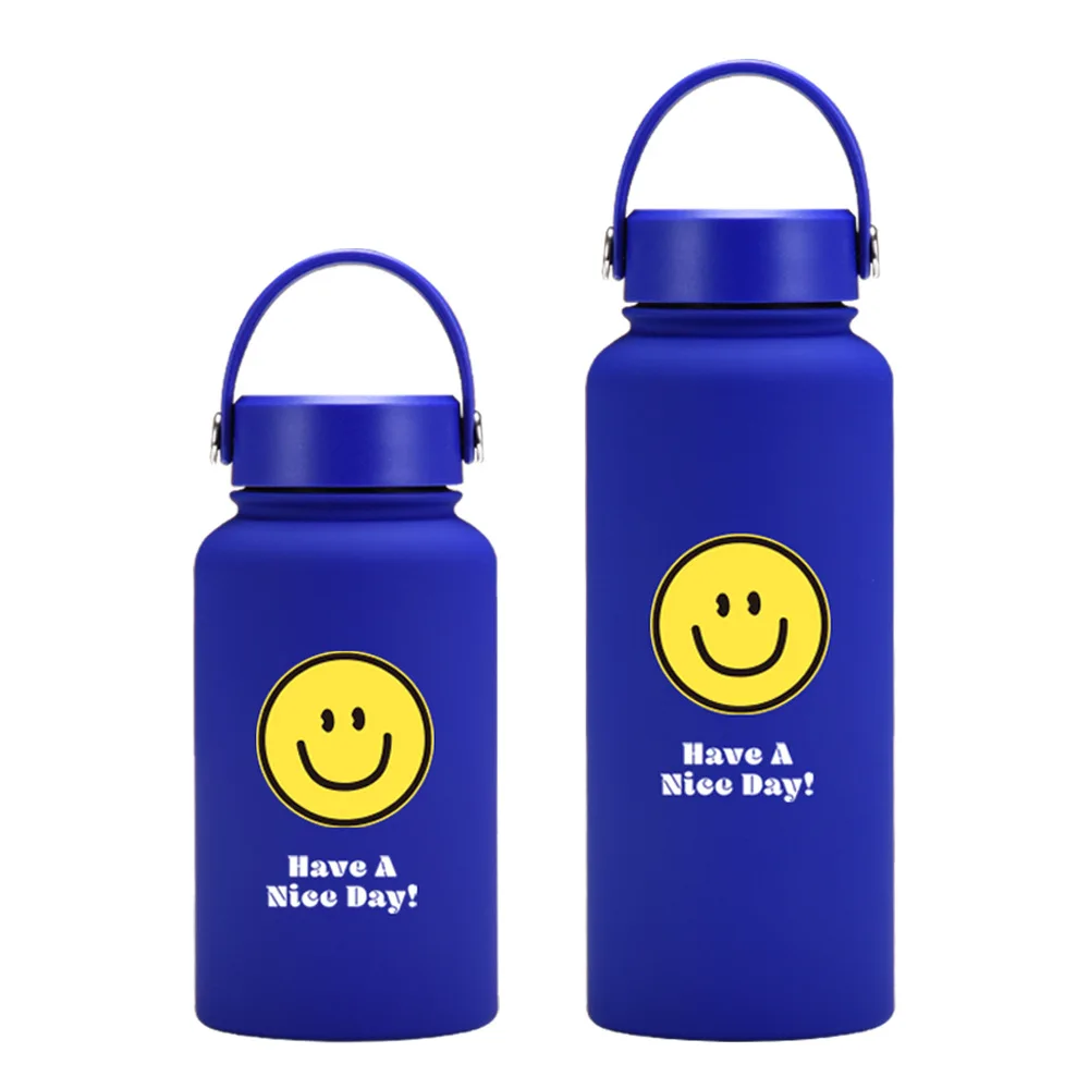 Stainless Steel Thermos Cup Smiley Face Straw Cup