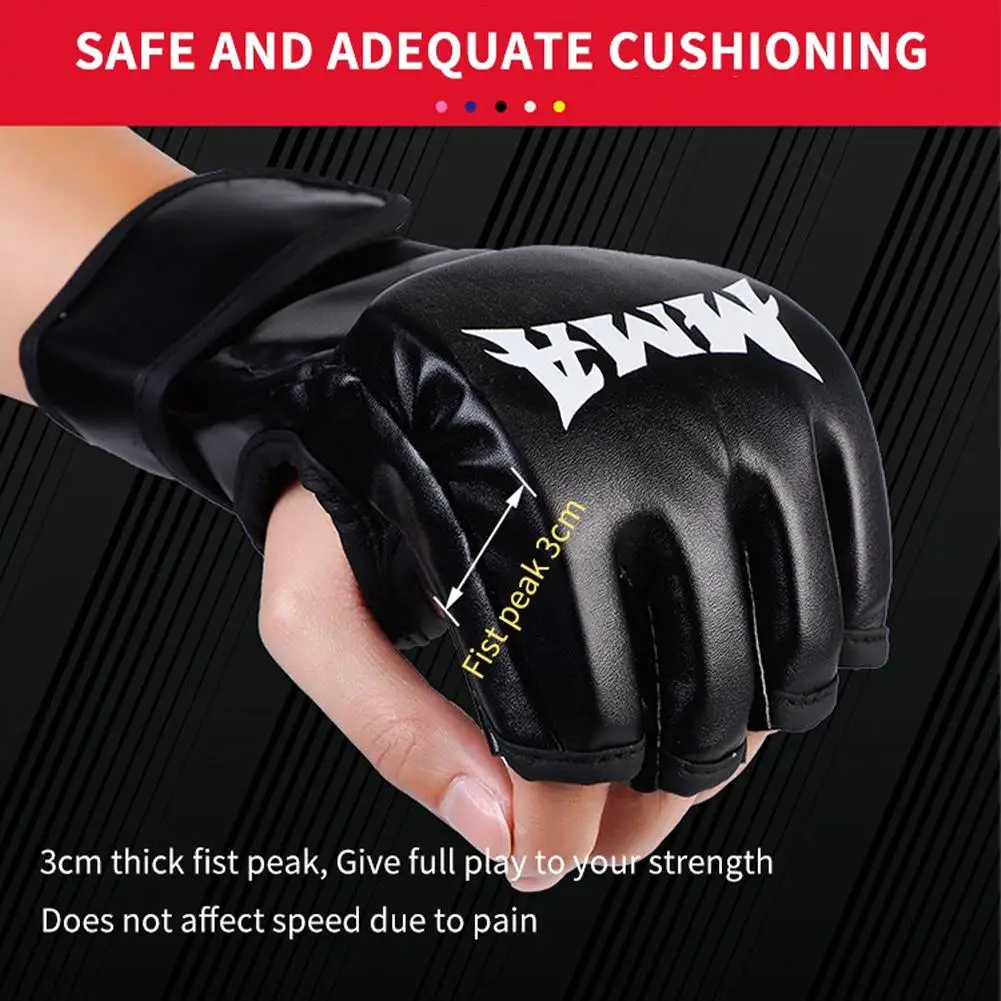 Professional Boxing Training Gloves Half Finger Leather Cushion for Adult Sanda Boxing UFC Training Sandbag Knuckles