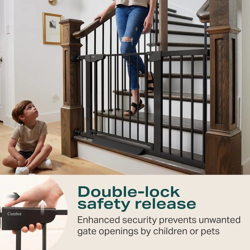 

29.7-46" Baby Gate for Stairs, Mom's Choice Awards Winner-Auto Close Dog Gate for The House, Gifts for Mom, Black
