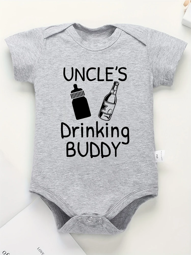 Un's Drinking Buddy Funny Cute Baby Girl Clothes Creative Popular Style Cotton Infant Onesie manica corta girocollo in cotone