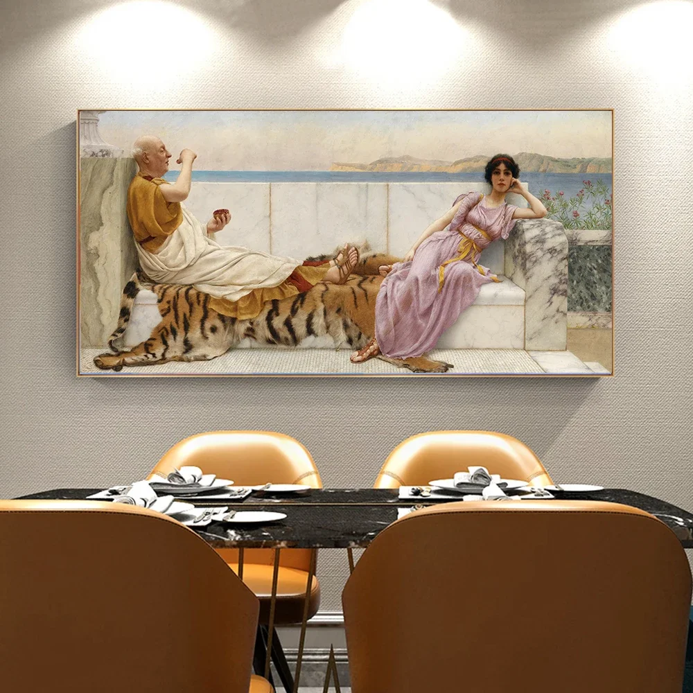 John William Godward《Eighty and Eighteen》Canvas Oil Painting Artwork Poster Picture Wall Decor Home Living room Decoration