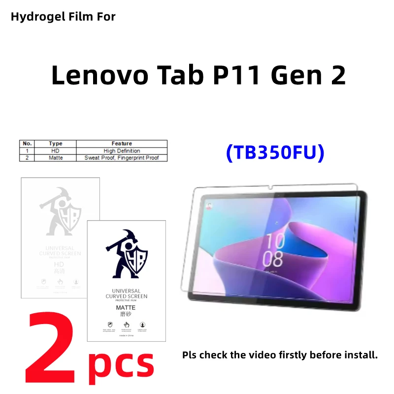 

2pcs HD Hydrogel Film For Lenovo Tab P11 Gen2 Matte Tablets Screen Protector For Lenovo Tab P11 2022 TB350FU Clear Full Cover