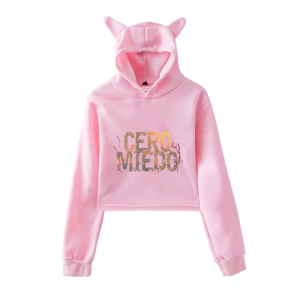 

Penta El Zero Miedo Merch винтажная уличная одежда 90-х годов с логотипом, толстовки с капюшоном для девочек, укороченный модный спортивный пуловер с кошачьими ушками