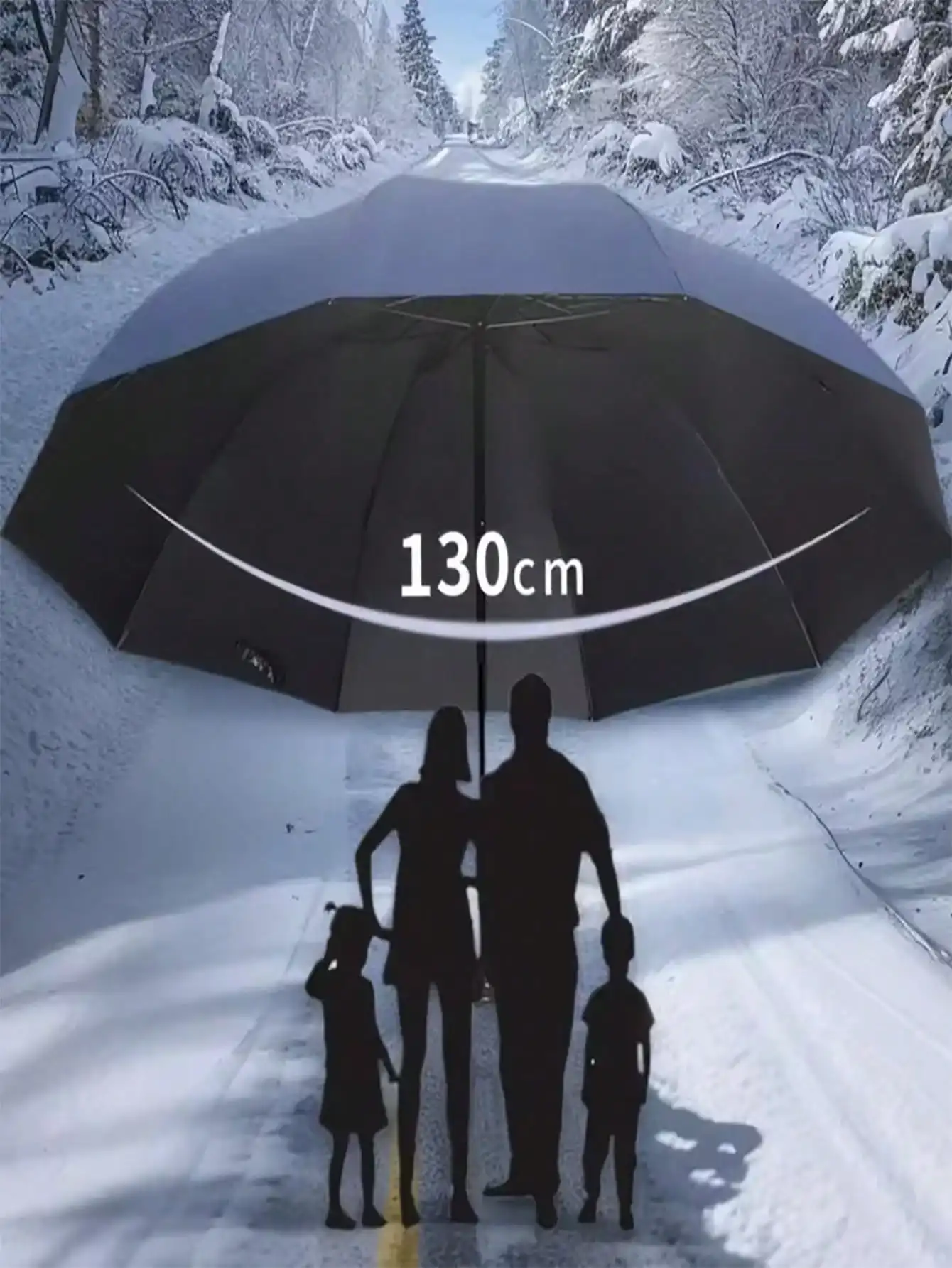 

1pc Extra Large Windproof Waterproof Foldable Umbrella - Reinforced, Dual-Use, Compact Design, Super-Sized Triple-Fold Umbrella,