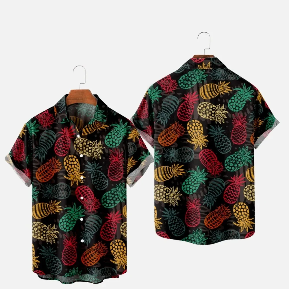 Summer Fruit Pineapple 3D Print Shirts Men Fashion Shirt Casual Vintage Streetwear Short Sleeve Shirt Blouse Man Clothing