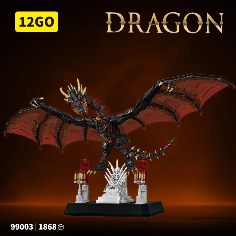 

Drogon the Dragon, MOC 1868 Pieces, DIY Fantasy Dragon Model Bricks, Collectible Decor, Gift for All Ages