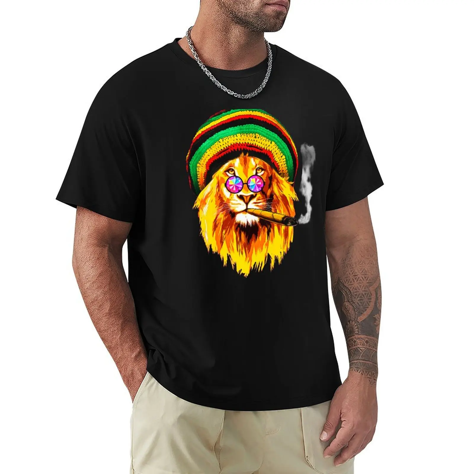 

Rasta Lion T-Shirt vintage clothes customs customizeds mens white t shirts