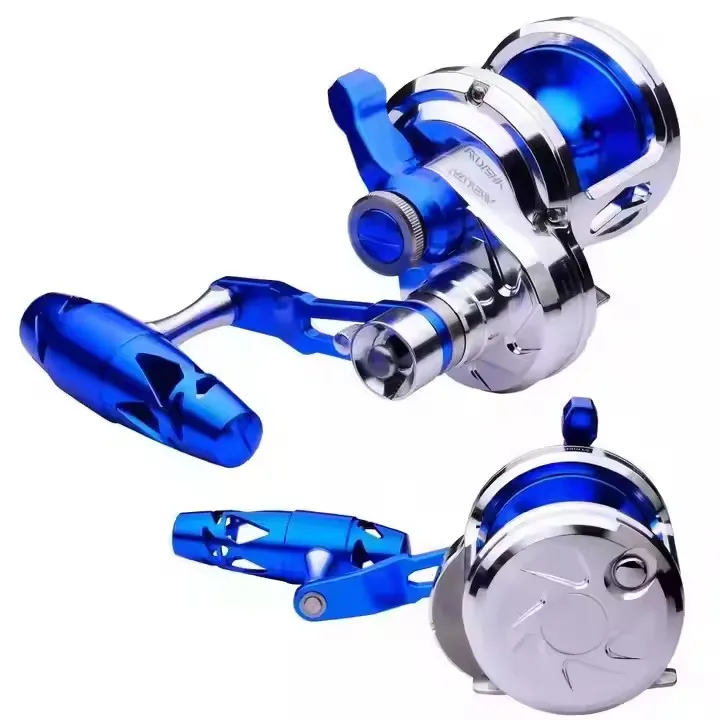 All Metal 9+1BB CNC Boat Fishing Drum Reel 2 Speed Max Drag 88LB for Deep Sea Saltwater Trolling and Jigging