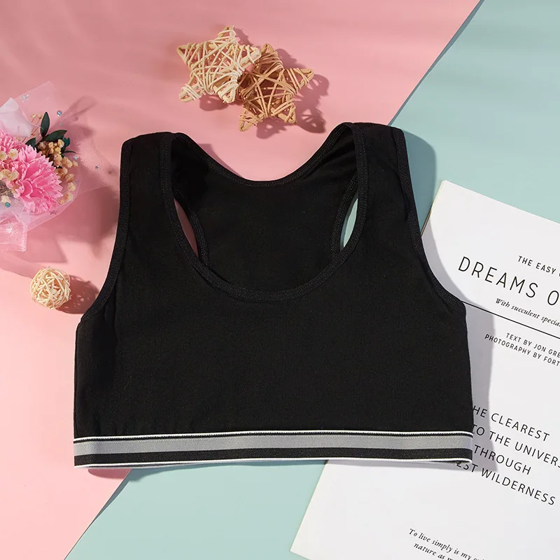 Girls Cotton Training Bras Children Puberty Wireless Underwear Kids Sport Vests Teenage Camisoles Students Underclothes view 3