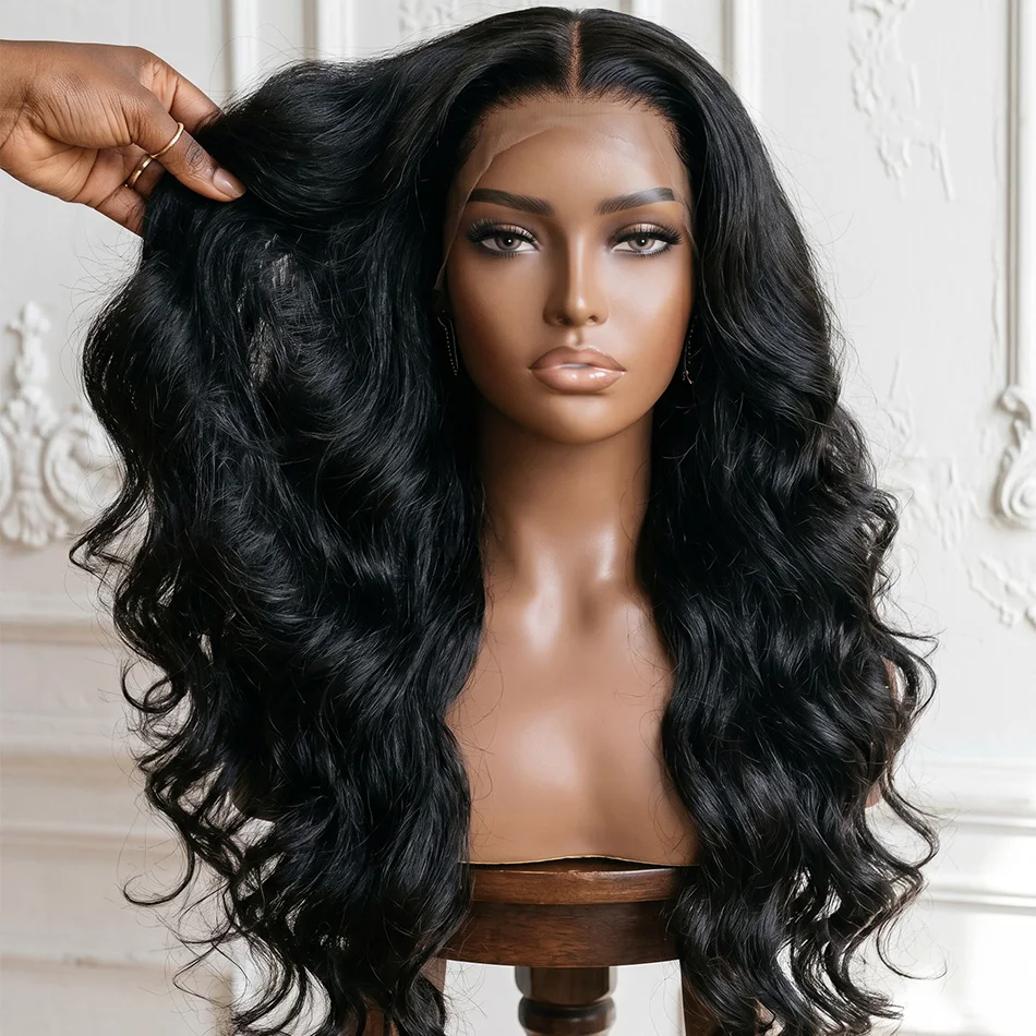

Luxury 40 Inch Extra Long 250% Density Natural Black 13x6 HD Lace Frontal Body Wave Bouncy Silky Soft 13x4 Remy Human Hair Wigs Pre Plucked Hairline Invisible Bleached Knots 5x5 Closure Wear and Go Tape Free Thick Full Ends