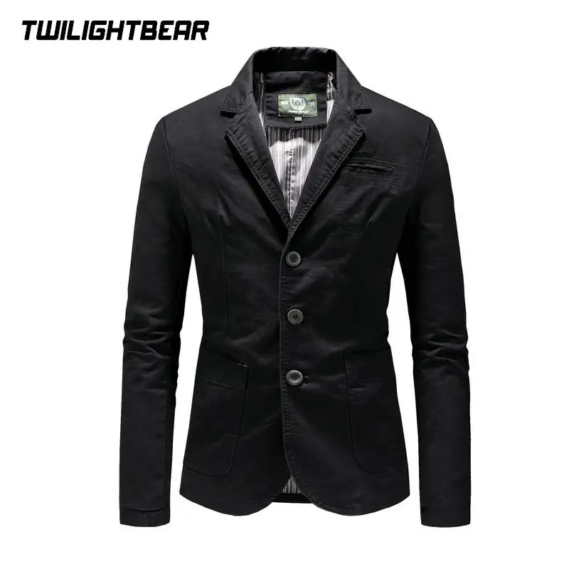 New Men\'s Blazers Male Male Spring Autumn Pure Cotton Solid Casual Blazer Men Clothing Outerwear Suit Jacket Coat 4XL AGSAZ3