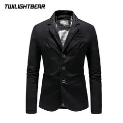 New Men's Blazers Male Male Spring Autumn Pure Cotton Solid Casual Blazer Men Clothing Outerwear Suit Jacket Coat 4XL AG818