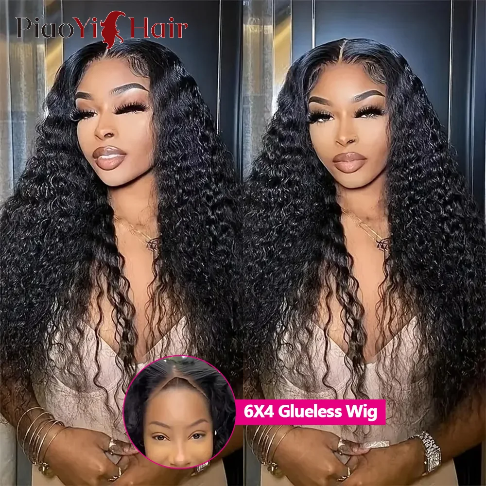 6X4 Lace Glueless Wigs Human Hair Water Wave Wig Ready To Wear Go Wig Brazilian Human Hair Curly Glueless Wig Pre Cut For Women