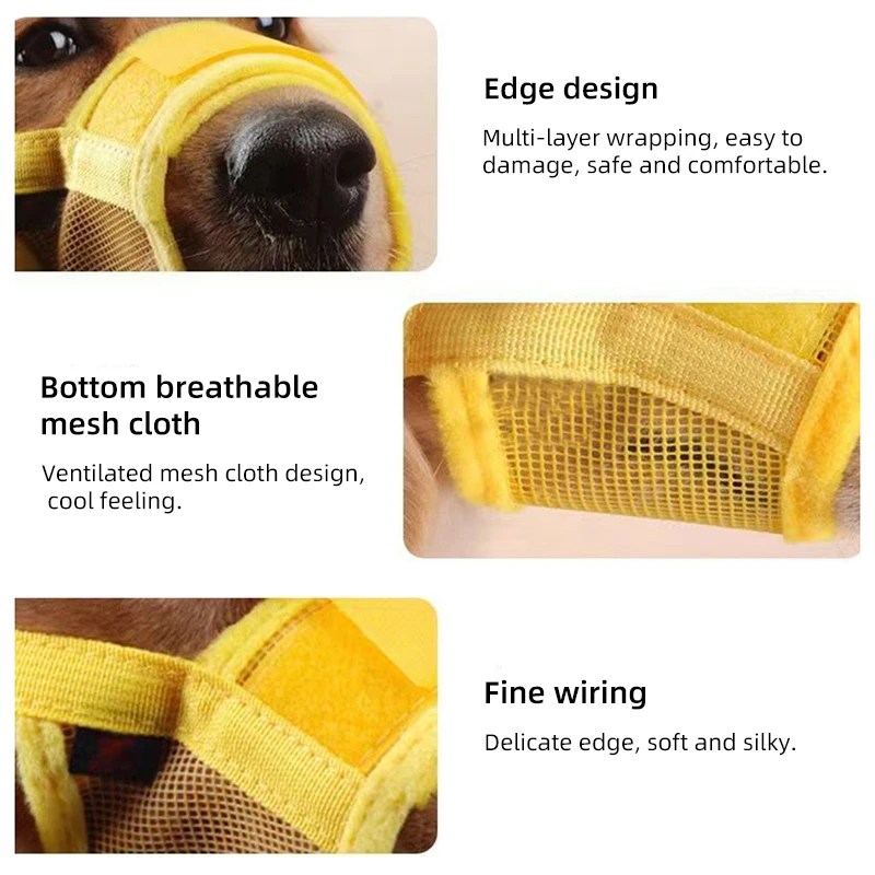 Anti Barking Pet Dog Muzzle Adjustable Mesh Breathable Pet Mouth Muzzles Mask For Dogs Mouth Cover Nylon Straps Dog Accessories