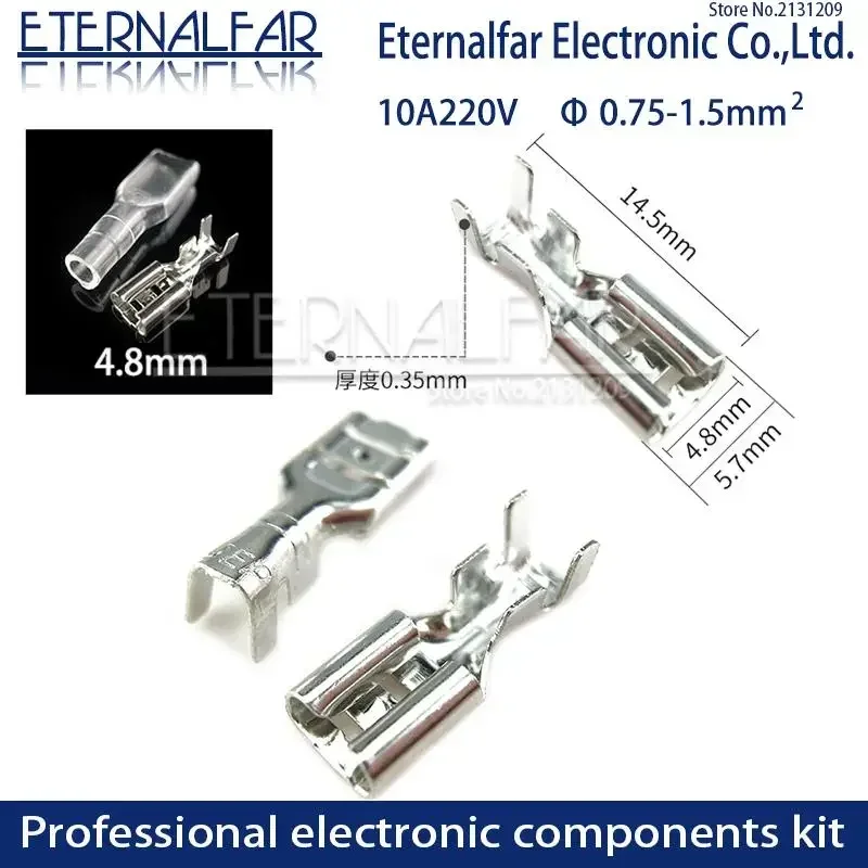 2.8mm 4.8mm 6.3mm Switch Wire Connectors Crimp 16A  Spade Terminals  Insulating Sleeves Plug springBig Packaging Bulk Wholesale