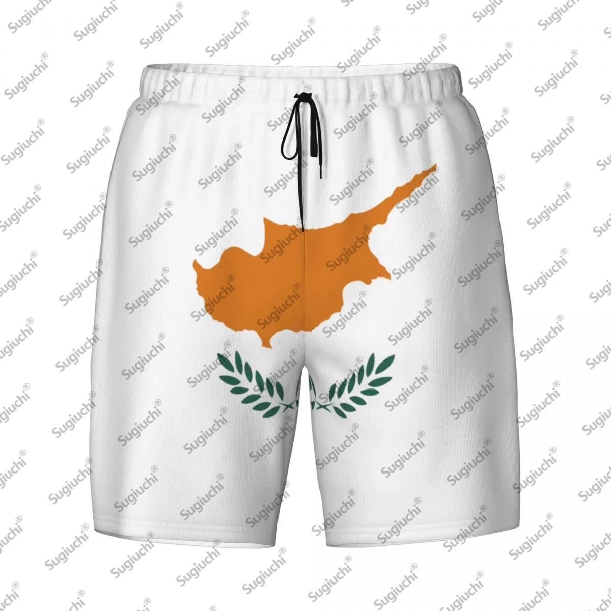 

2025 Cyprus Flag Top Print 3D Мужские плавки Гавайский купальный пляж 2 в 1 Быстросохнущие летние шорты для плавания с карманами