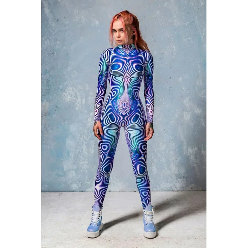 Coslan Muscle Lines Cosplay Costume Bodysuit Suit Fashion Skinny Long-sleeved Jumpsuits Halloween Cosplay Party Suit Women Adult