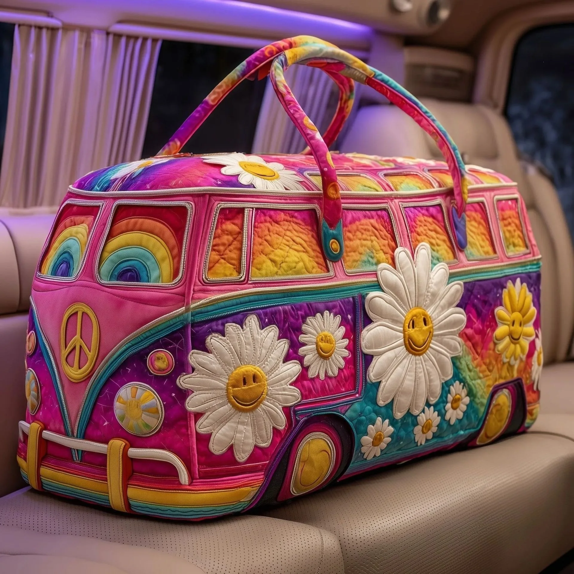 3D-Reisetasche mit Bus-Motiv, Modische Bedruckte Damen-Yogatasche, Handtasche – Detail 4