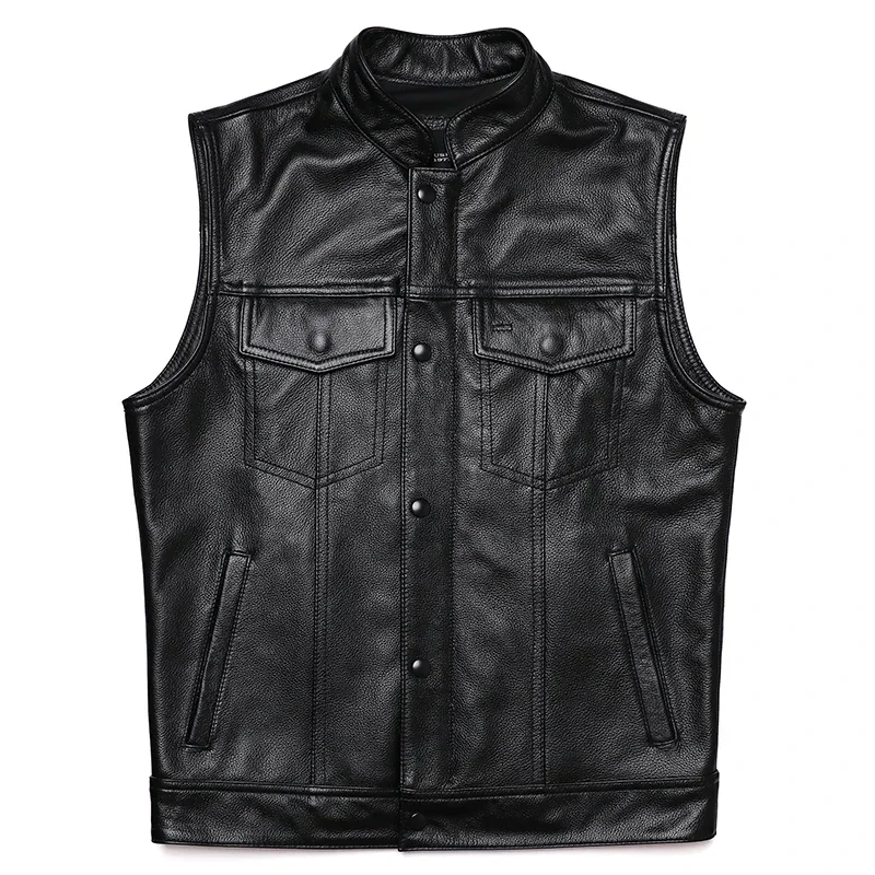 Sons of Anarchy 100% Genuine Leather Vest Man Cowhide Motorcycle Biker Vests Male Waistcoat Fashion Sleeveless Jackets