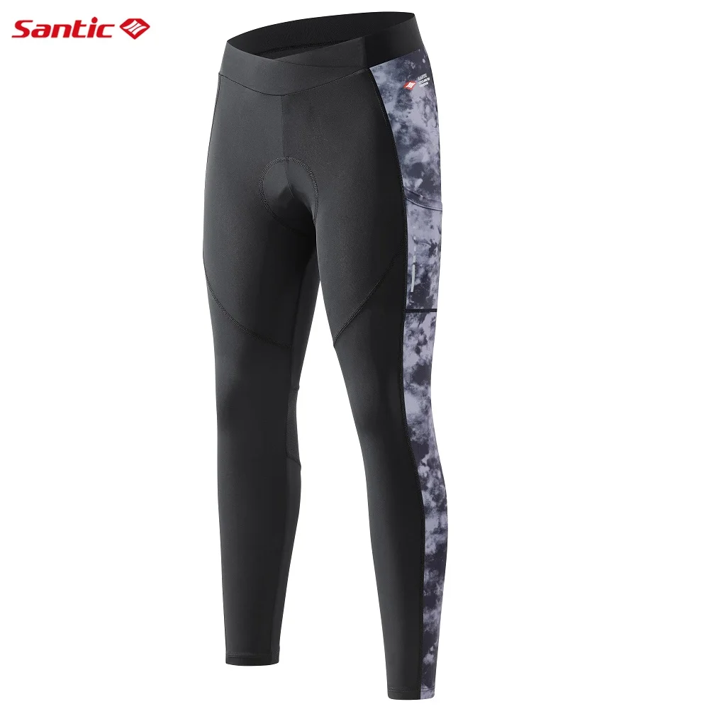 Santic Women's Cycling Long Pants Bicycle Leggings with Breathable Mesh Reflective MTB Biking Tights Sports Trousers