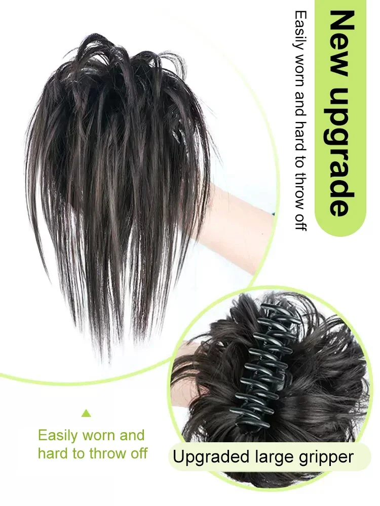 Extensions de cheveux queue de cheval à pince synthétique pour femmes, postiche bricolage, chignon, fausse queue de overblonde, cheveux Updo ébouriffés