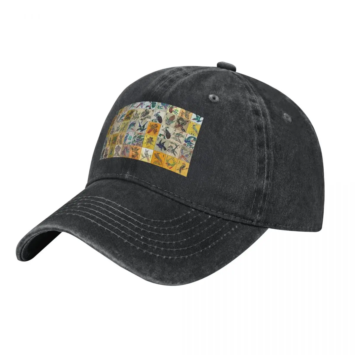 Mah Jongg Birds Mahjong Tiles Baseball Caps Snapback Washed Denim Hats Outdoor Sports Baseball Cowboy Hat for Unisex
