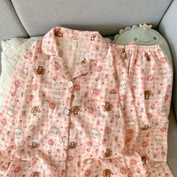 Cartoon Pink Plaid Rabbit Print Pajamas Harajuku Style Sweet Cute Fashion 2 PC Set Loungewear Autumn New 2025 Sleepwear Woman