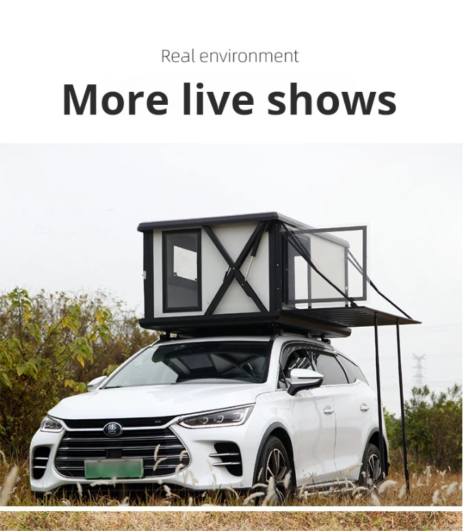 Aluminum Offroad Hardshell Roof Top Tent with Waterproof Car Rooftop Electric Lift System Capacity 2-4 People Camping