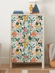 Fresh Green Floral PVC Wallpaper Elegant Spring Peel And Stick Wall Decor Casual Furniture Waterproof Cabinet Contact Paper