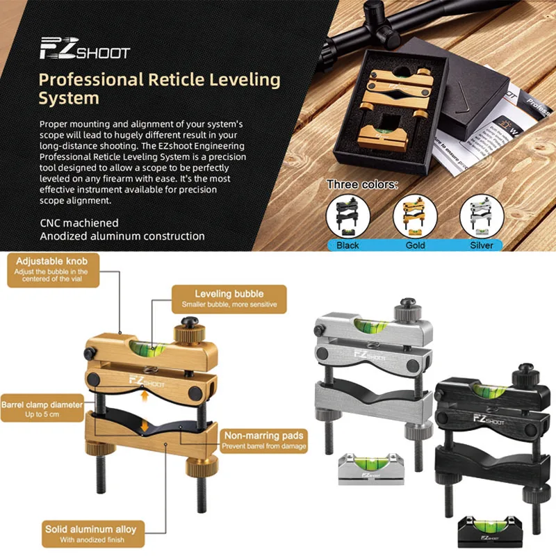 EZshoot Scope Leveling Kit with High-precision Bubble Leveling System Magnetic Universal Leveling Tool Compact Storage Case