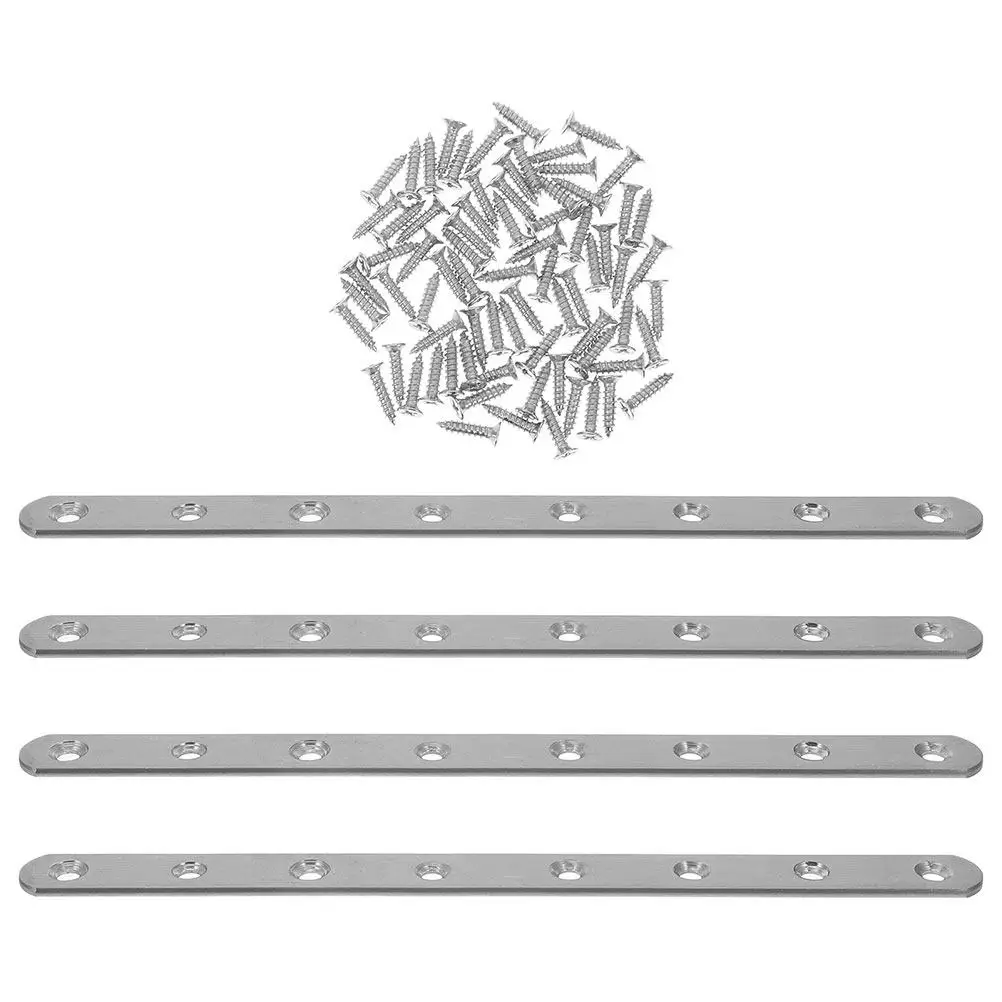 1Set 12 Inch Flat Mending Plate Set Stainless Steel Straight Bracket for Furniture Fixing Shelf Brackets Corner Brace Bracket