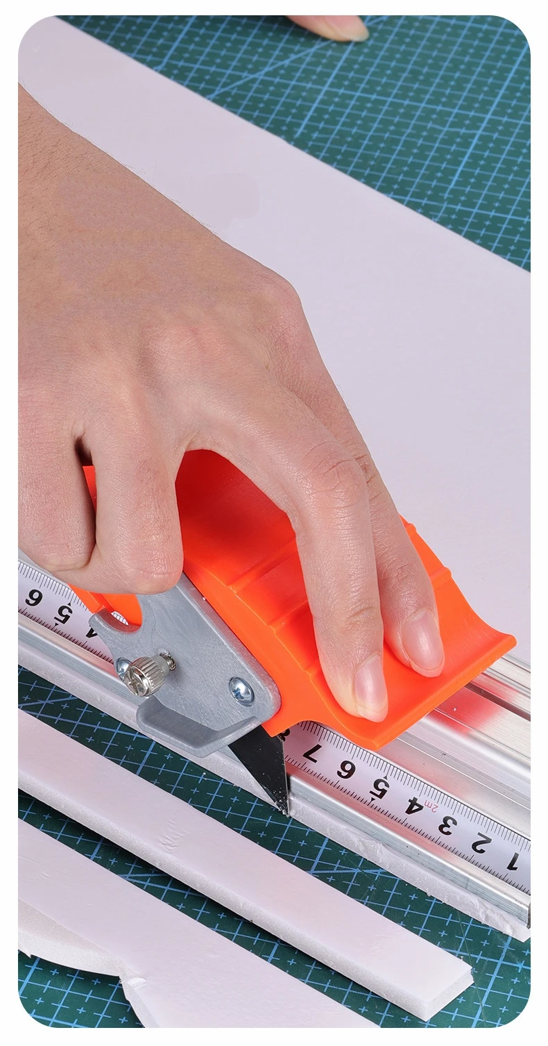 Manueller verschiebbarer Papierschneider mit Dual-Scale-Lineal Kt PVC-Schneidelineal Aluminium Anti-Rutsch-Schnitt-Positionierungslineal DIY-Werkzeug – Detail 4