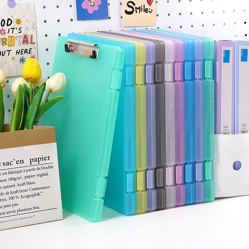 

A4 Paper Document Storage Box Home Office School Stationery Holder Transparent Portable File Classification Organizer Boxes