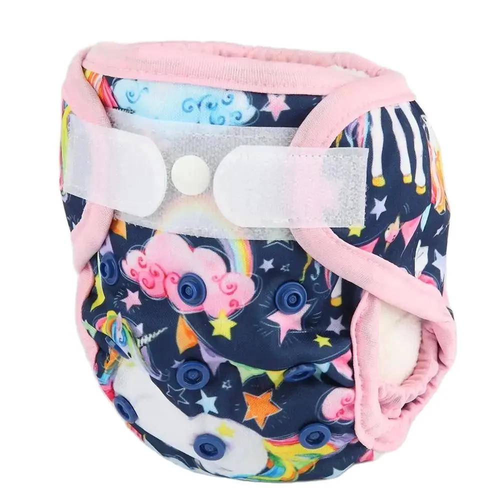 [Sigzagor]1 Newborn Baby Hook and Loop Cloth Diaper Cover Nappy Double Gusset 4.4-10lbs 2kg-5kg