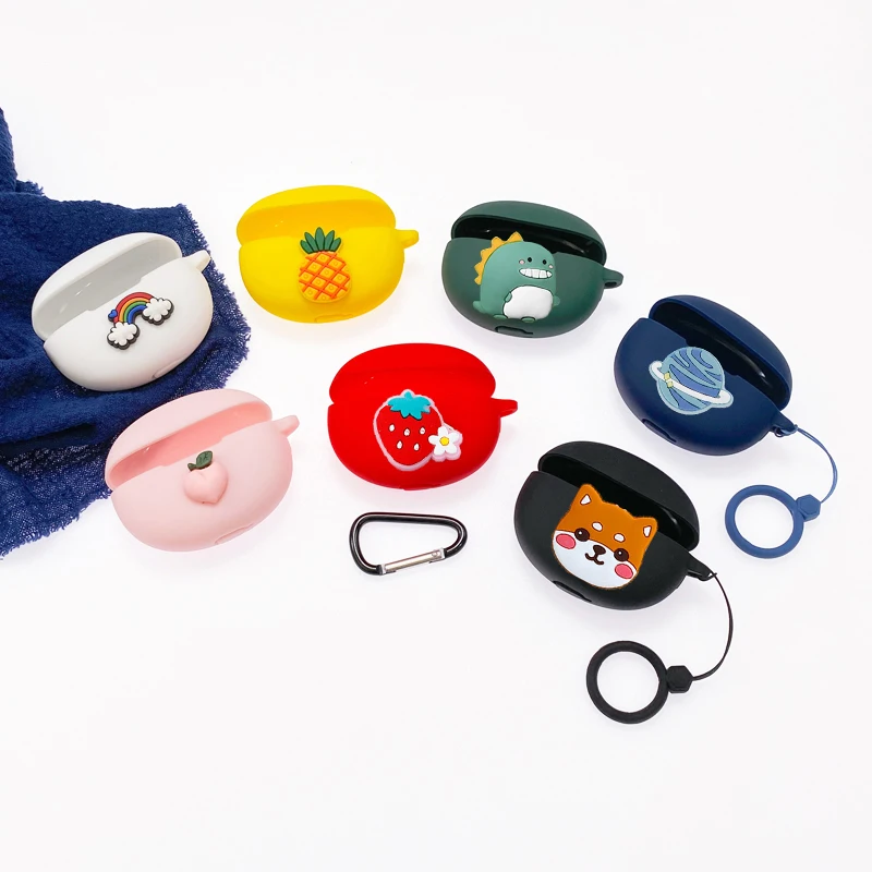 Funda de dibujos animados para OPPO Enco Free2 / Free 2i, carcasa de silicona con anillo anticaída, protección para auriculares Bluetooth, accesorios de caja