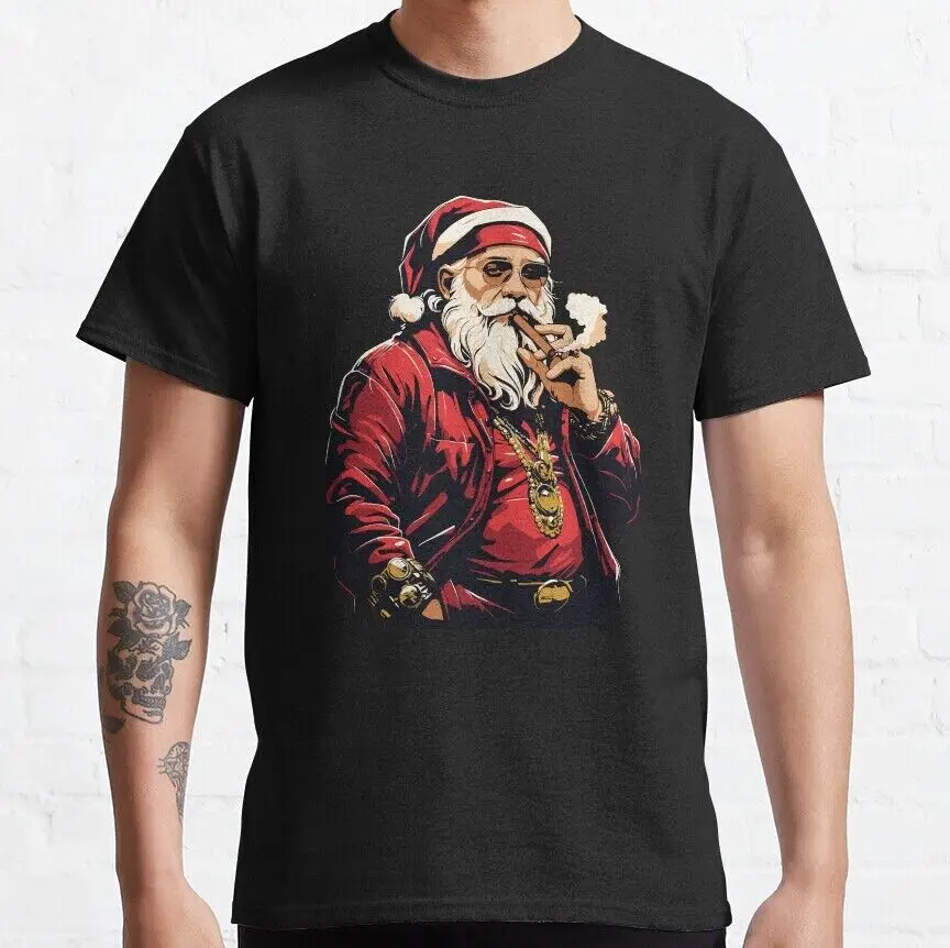 NWT Retro Santa Gangsta Wrapper Vintage Christmas Gangster Classic T-Shirt