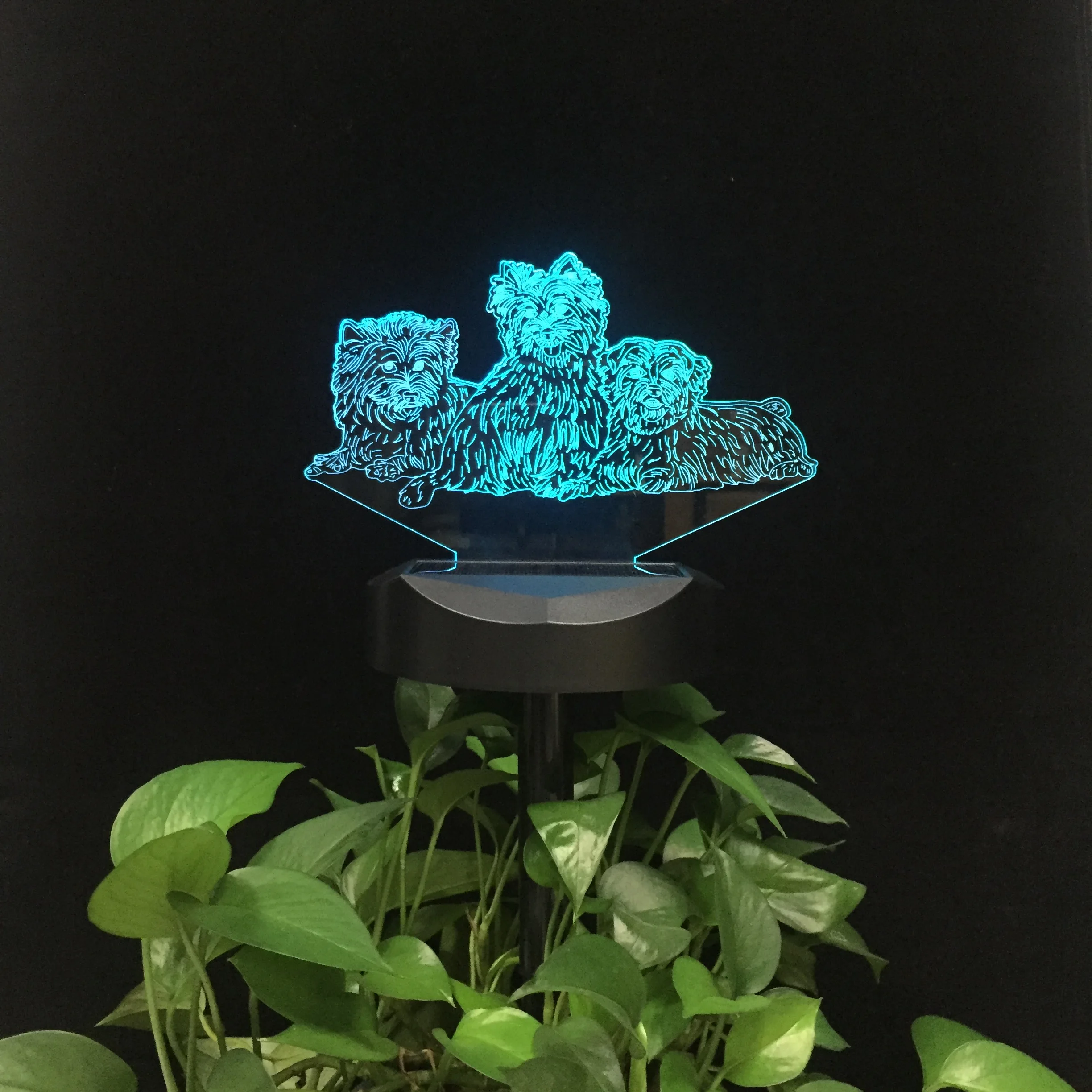 Solar Powered Dog Family 3D LED Night Lamp Dropship Waterproof Landscape Lighting Outdoor Garden Light for Pathway IP 67 Walkway