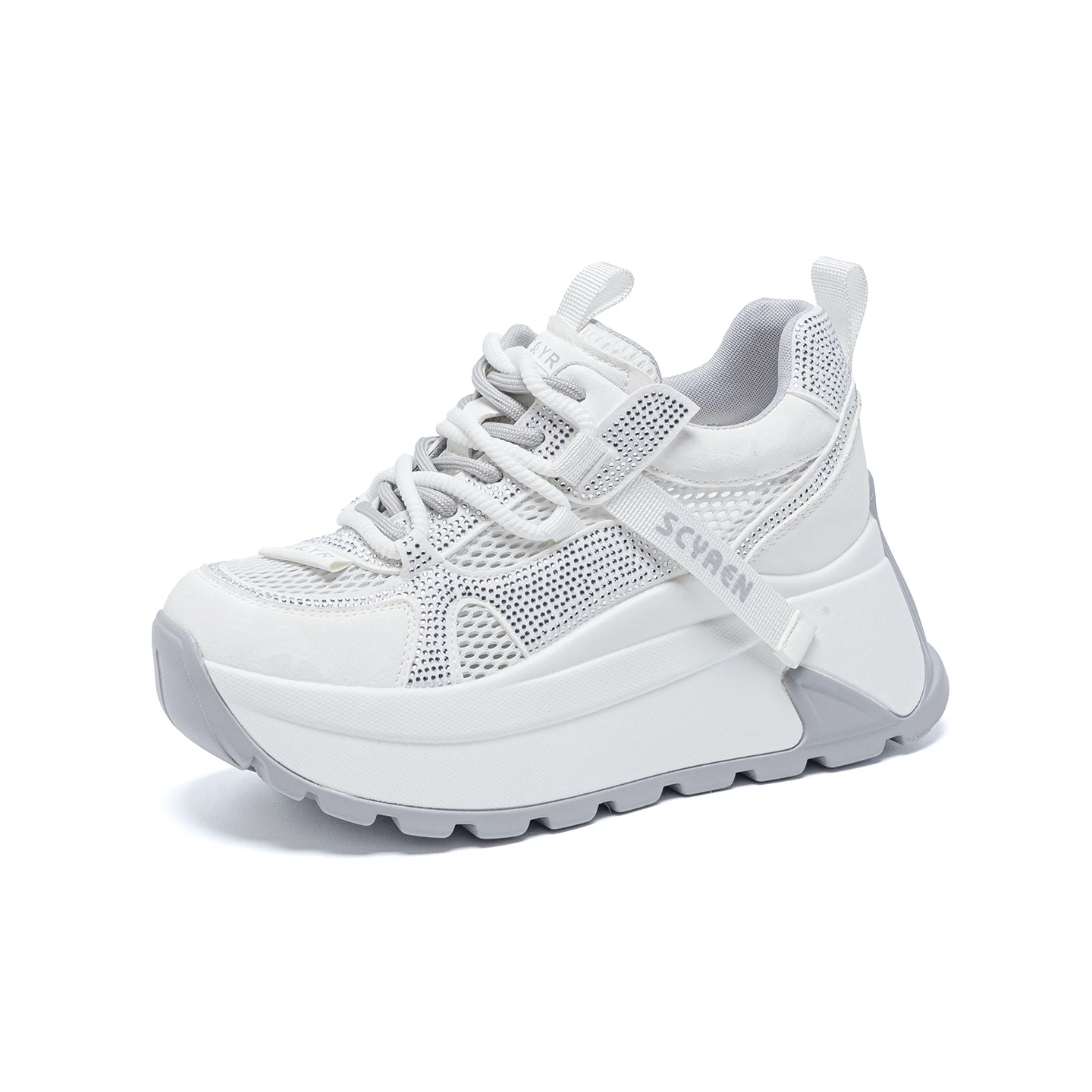 2026 Women's Thick Bottomed Casual Shoes Fashionable Increase Height Interior Design Spring Popular Cross Strap Wave Pattern