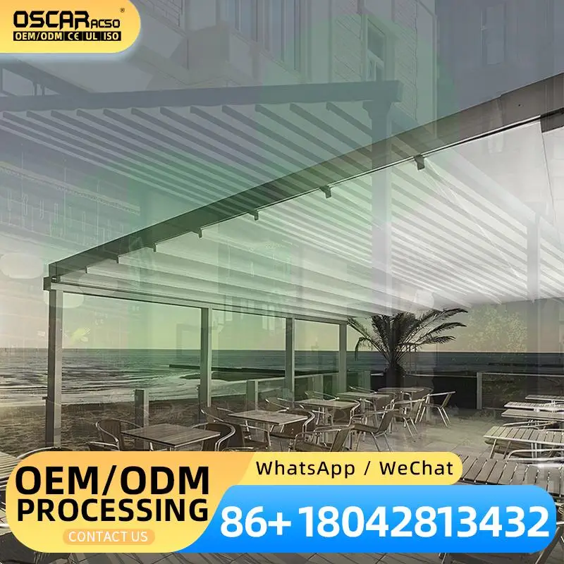 Outdoor Garden Patio Cover Canopy Louver Roof Aluminum Structure for Backyard Poolside Balcony Retractable Canopy Pergola