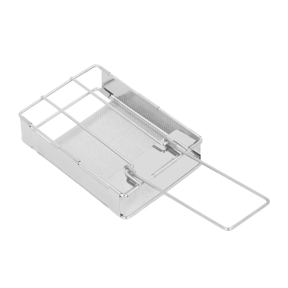 

Прочный складной тостер из нержавеющей стали, универсальная подставка для тостера с длинной ручкой, портативная корзина для тостов и гриля для кемпинга и активного отдыха